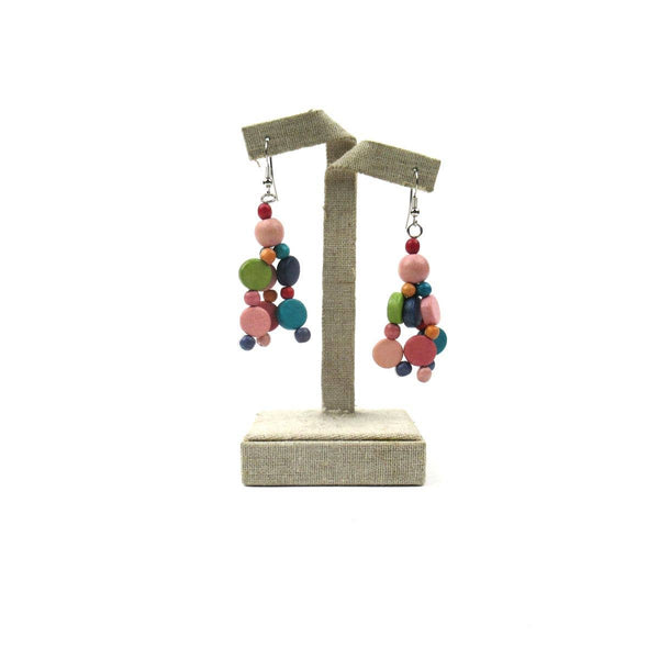 Coloree brightly colored wood bead earrings