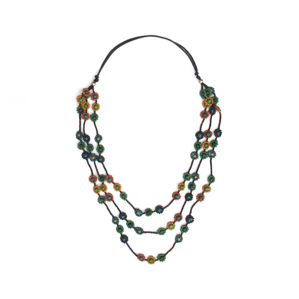 Chrisanna floral wood bead metal free necklace