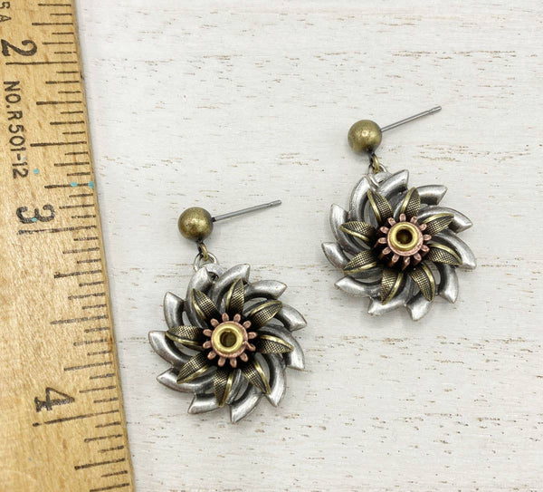 Brass, Copper & Silver Plated Dangle Earrings