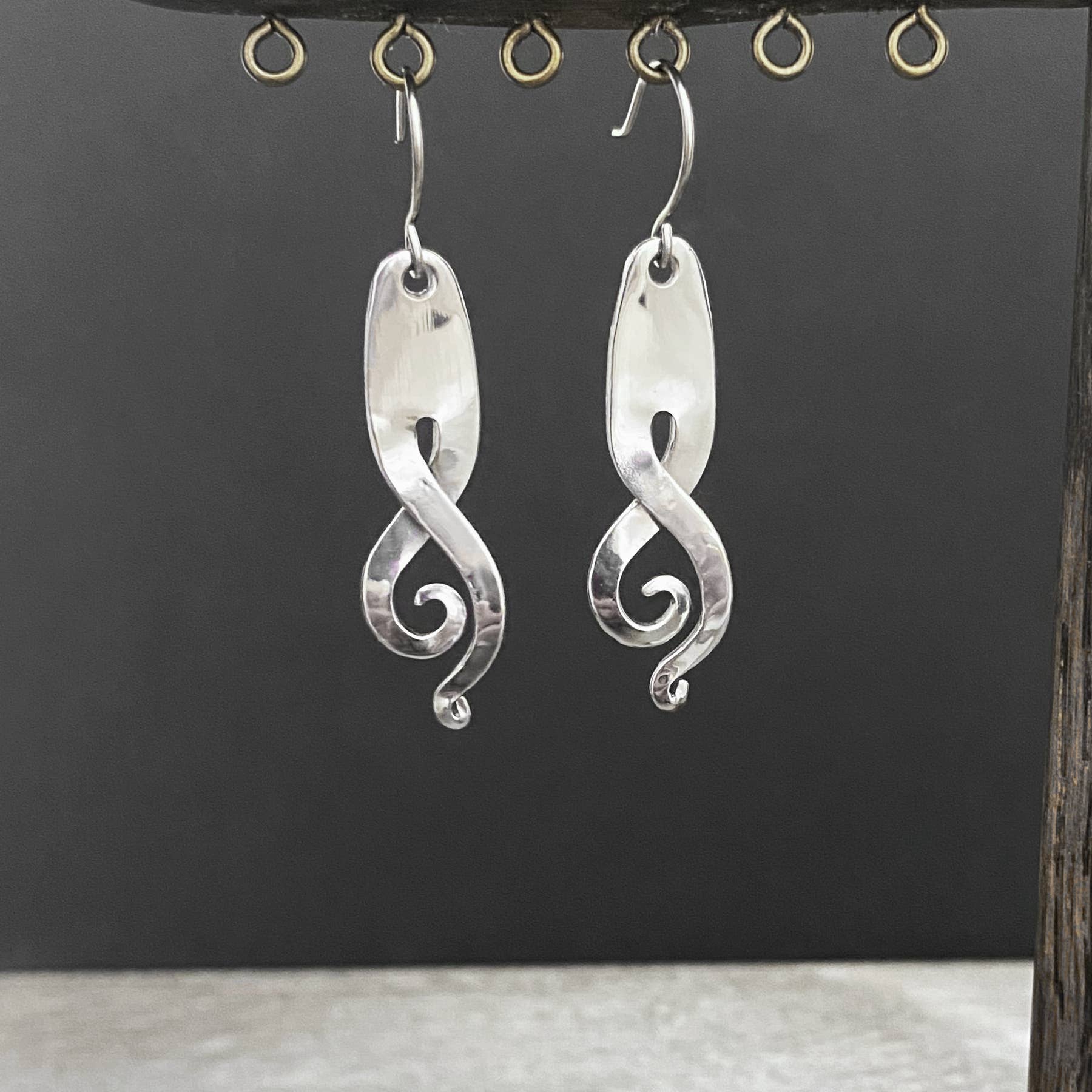 Edgy Stainless Steel Fork Earrings with Spirals