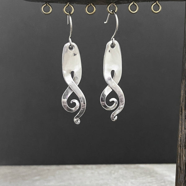 Edgy Stainless Steel Fork Earrings with Spirals