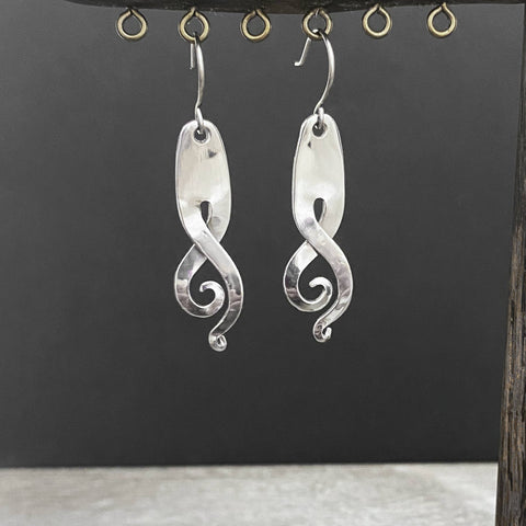 Edgy Stainless Steel Fork Earrings with Spirals