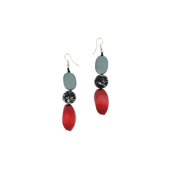 Melanie red, gray and black splattered earrings