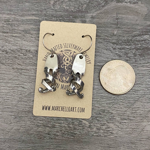 Stainless Steel Spiral Recycled Escargot Fork Earrings