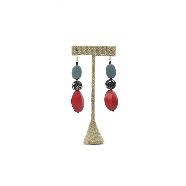 Melanie red, gray and black splattered earrings