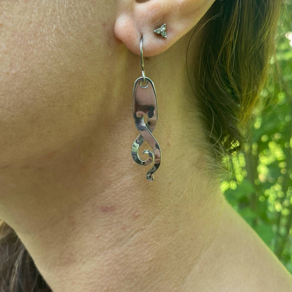 Edgy Stainless Steel Fork Earrings with Spirals