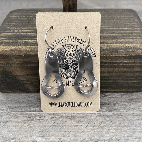 Stainless Steel  Heart Dainty Fork Earrings