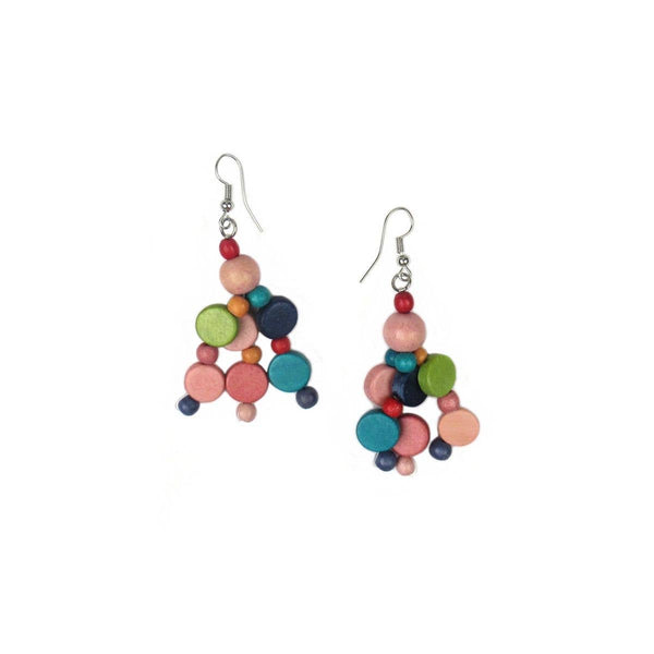 Coloree brightly colored wood bead earrings
