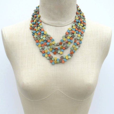 Cassia earthy natural wood bead necklace