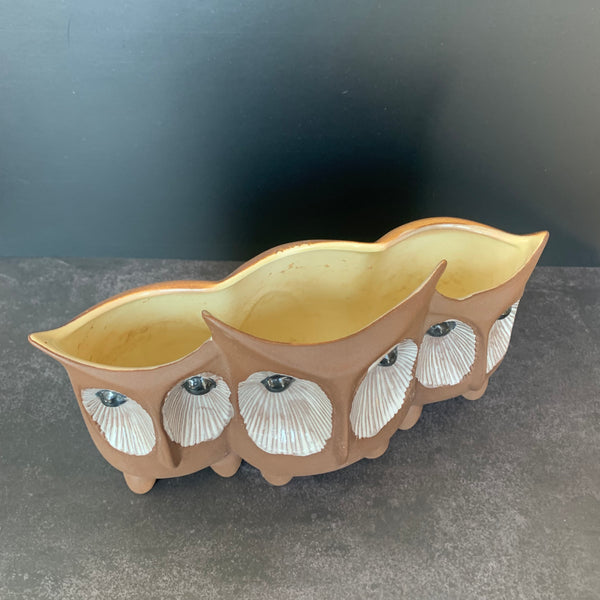 Triple Owl planter, Red Wing Pottery #897