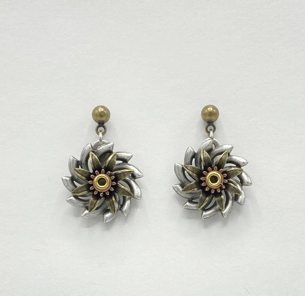 Brass, Copper & Silver Plated Dangle Earrings