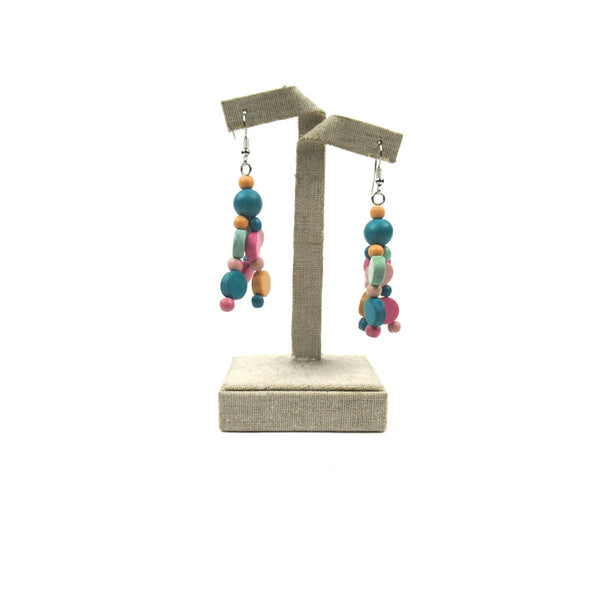 Jessica soft colored wood bead earrings