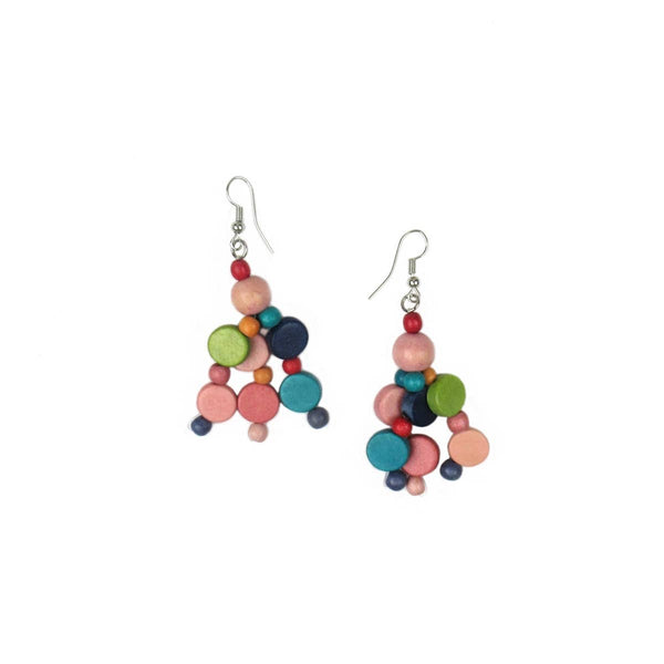 Jessica soft colored wood bead earrings