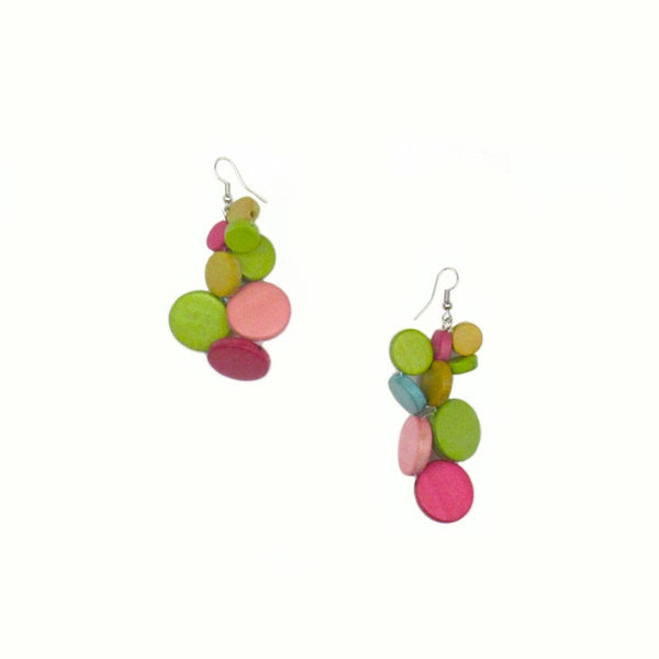 Sondra bright and bold wood bead earrings