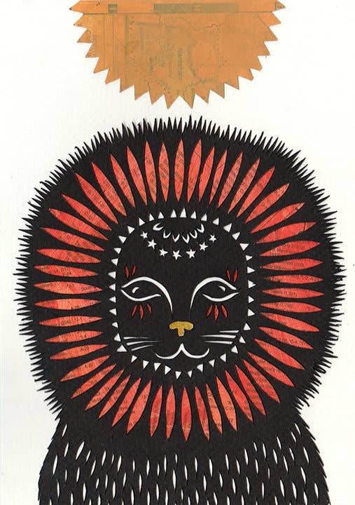 Dandy Lion - 5 x 7 inch Cut Paper Art Print