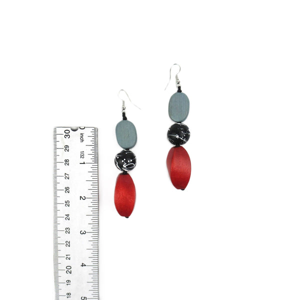 Melanie red, gray and black splattered earrings