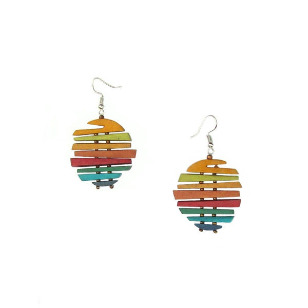 Zaria multi-colored wood pendant earrings