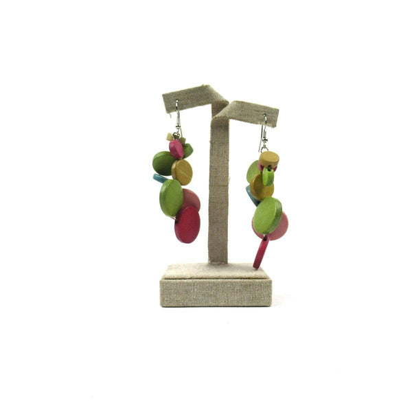 Sondra bright and bold wood bead earrings