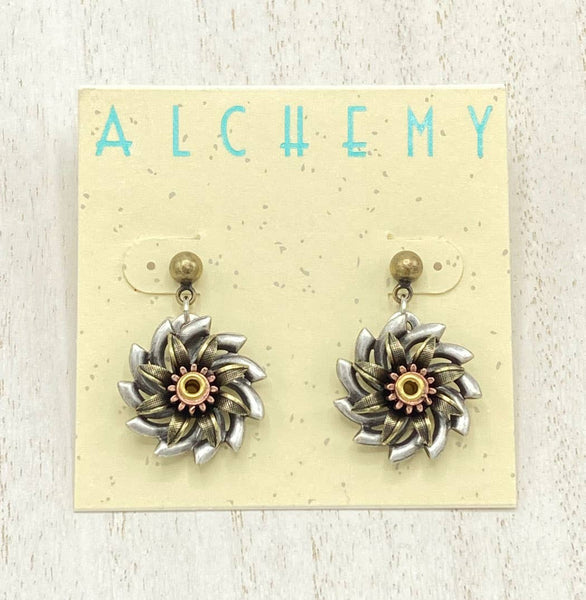 Brass, Copper & Silver Plated Dangle Earrings