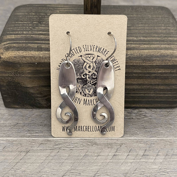 Edgy Stainless Steel Fork Earrings with Spirals